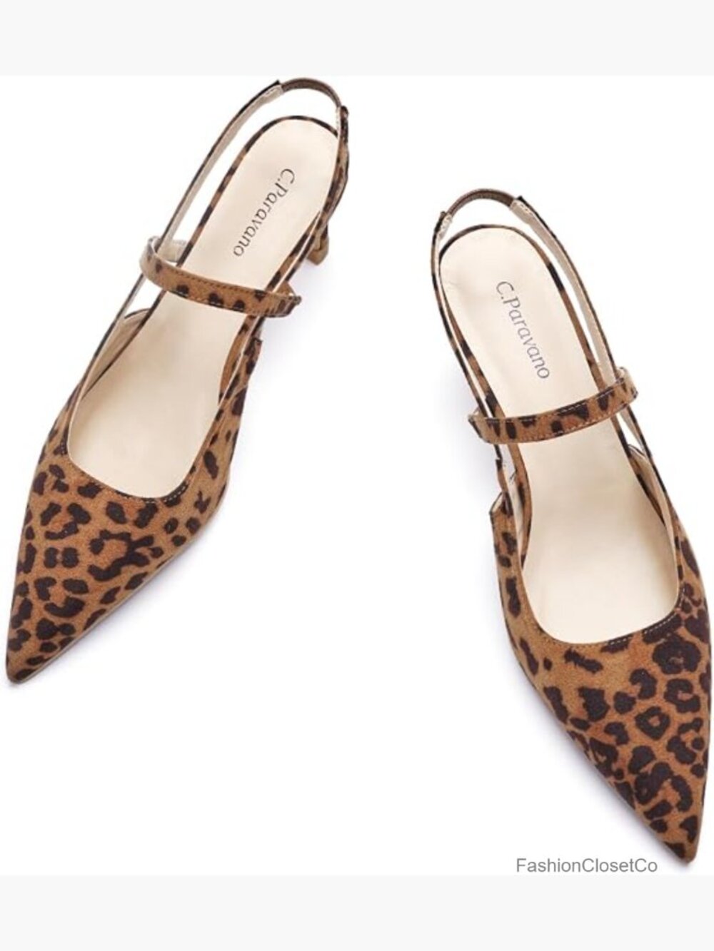 Slingback Kitten Heel Pumps - Pointed Toe Dress Shoes - Picture 1 of 6